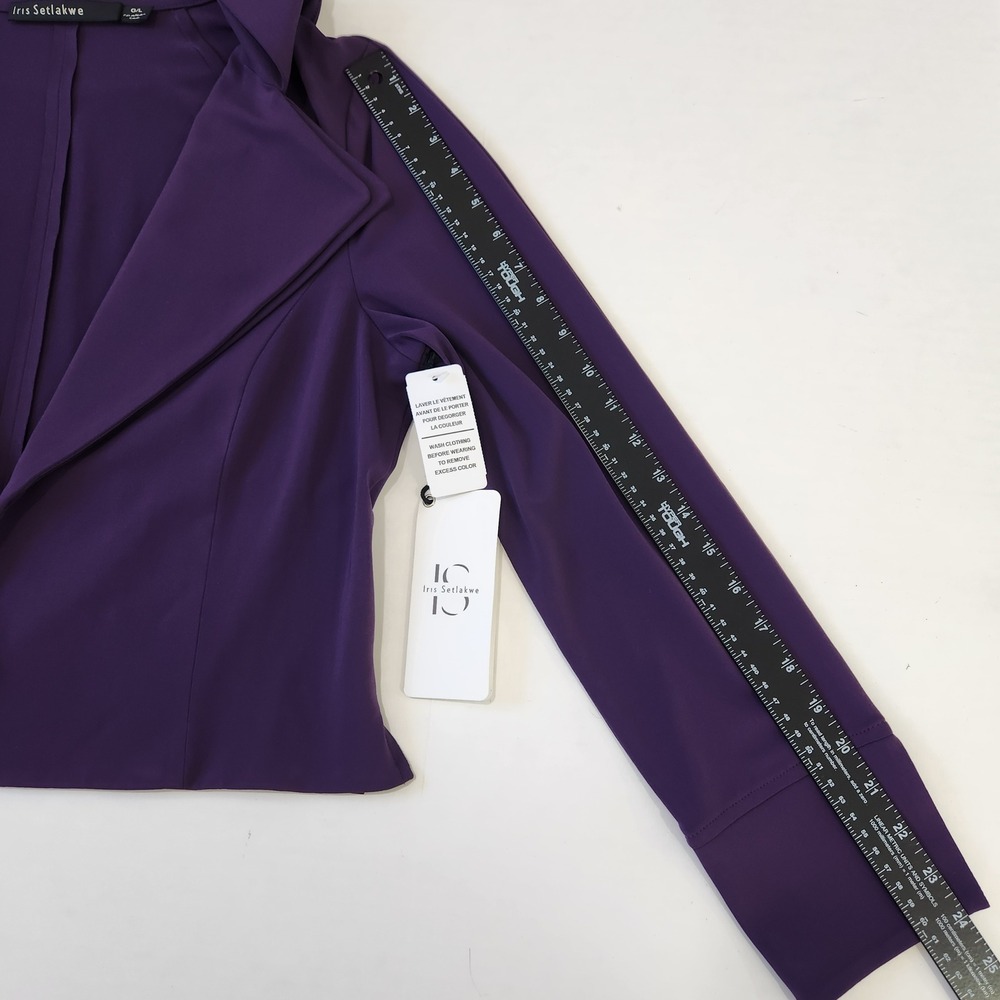 Iris Setlakwe NWT Womens Purple Short Jacket Double Collar L Designer Split Cuff - Picture 9 of 11